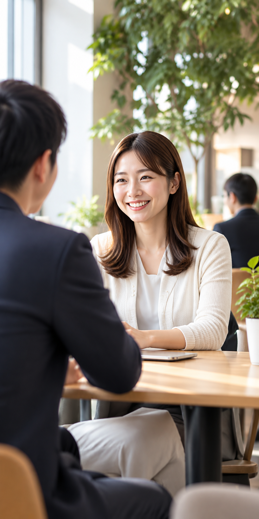 明るい空間で対話する人たち